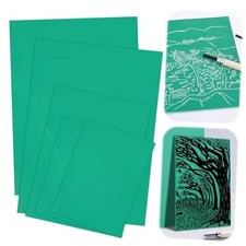 Pack of 5 Soft Rubber Lino Printing Plates for Engraving, Green Flat Surface