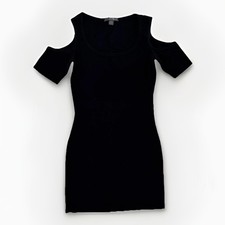 Forever 21 Women’s Black Dress Size S Cold Shoulder Pencil Dress U-Neck Bodycon