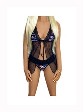 Denver Broncos Lace Babydoll Lingerie w/G-String Panty - X-Small - Large
