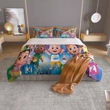 Top CoComelon Characters Print Bedding Set 125Gsm Quilt Case And Pillow Case 