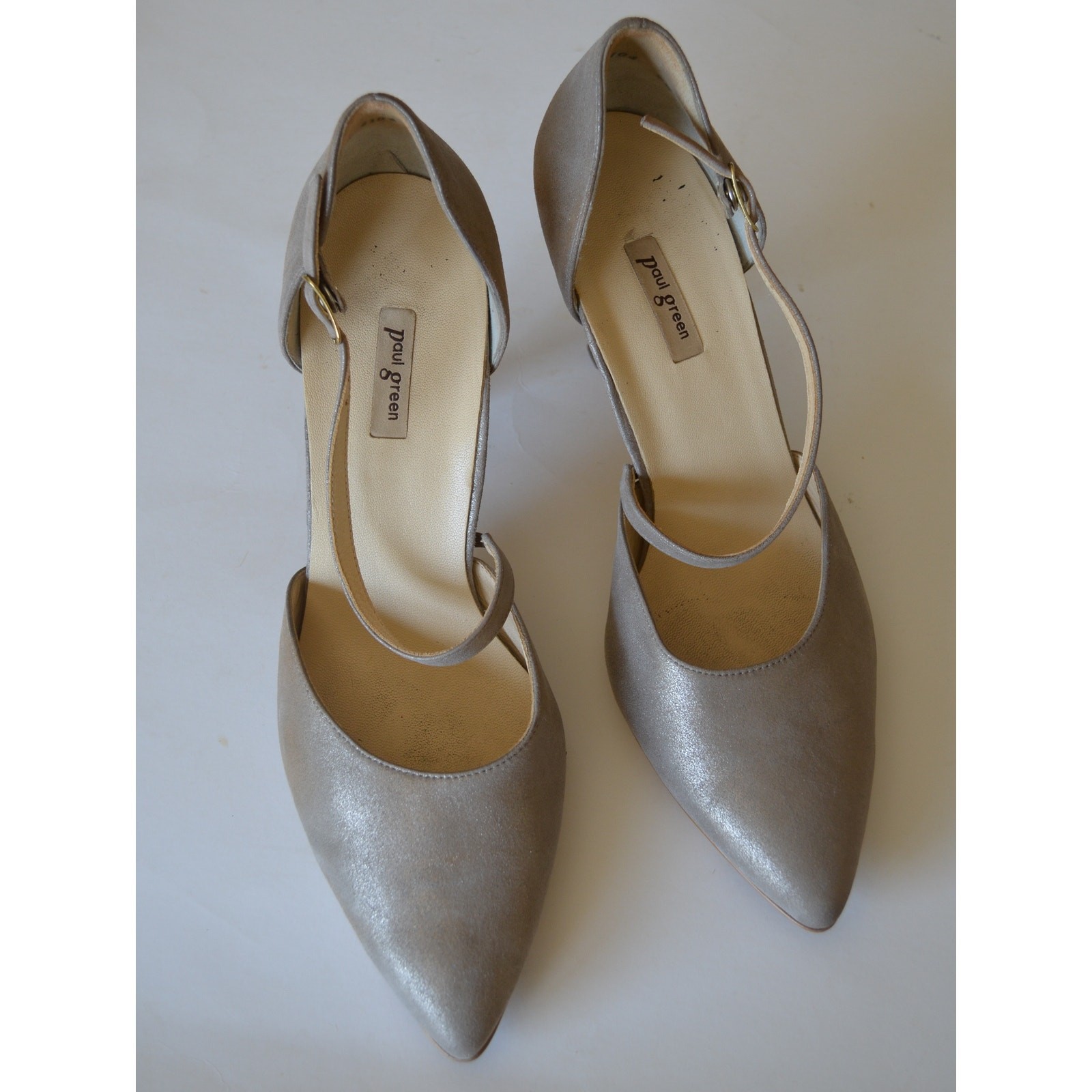 Paul Green Metallic Neutral Ankle Strap Heel 