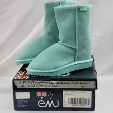 EMU Australia Sheepskin Boots Merino Wool High Sz 7 Teal Suede Winter Outdoor
