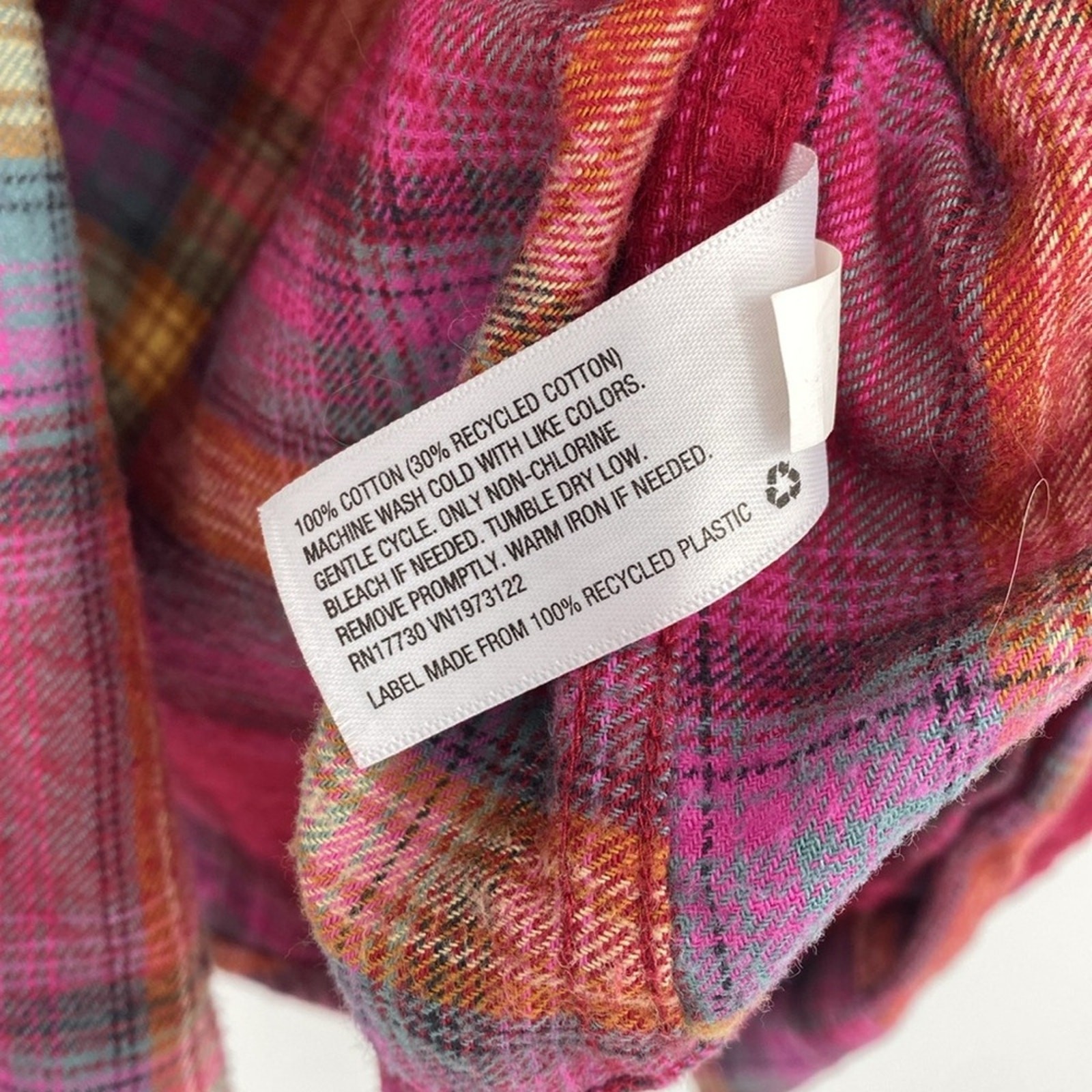 Universal Thread Multi Pink Orange Plaid Button  … - image 6