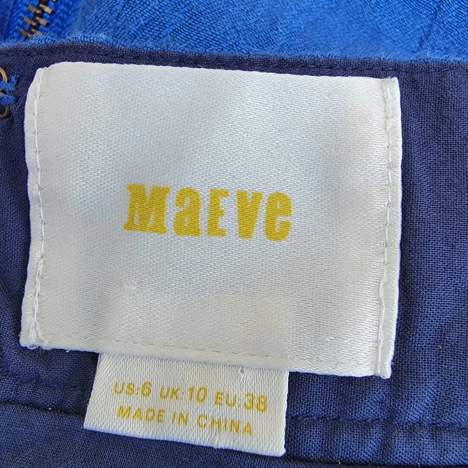 Falda para mujer Maeve by Anthropologie talla 6 azul mezcla de lino plisada Lagenlook Foto 4 de 4