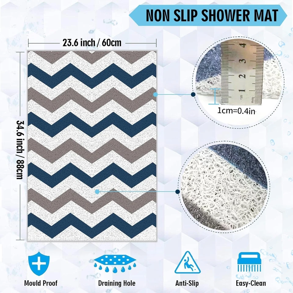 Non-Slip PVC Loofah Shower Mats - Quick Dry Bathroom Mats, No Suction Cups - Image 2 of 4