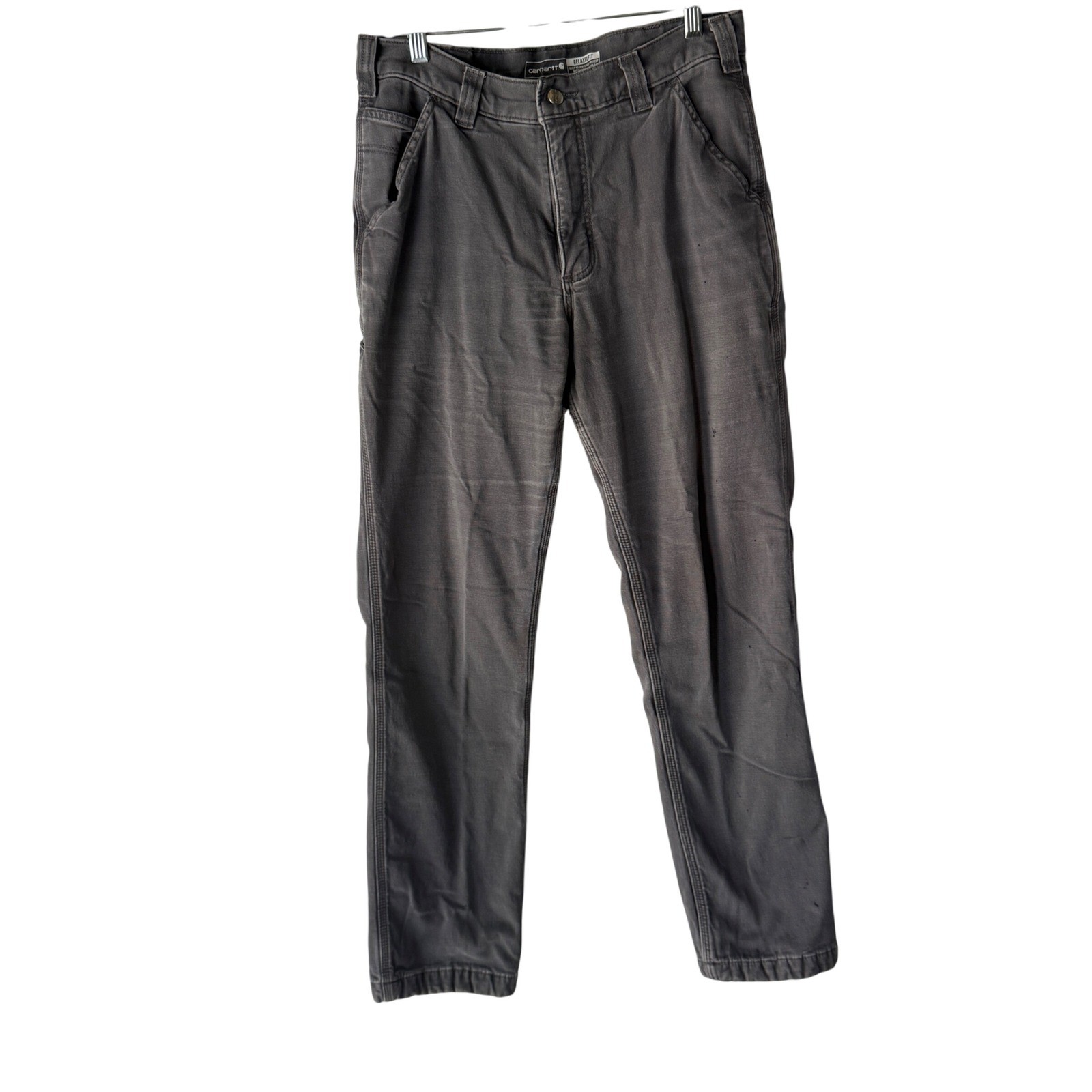 Carhartt Mens Rugged Flex Relaxed Fit Canvas Work Pants 33x32 Gray