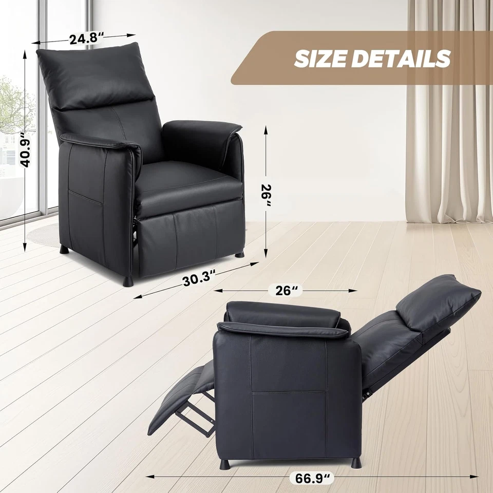 Silla Reclinable Elertric con Masaje y Calor, Ajustable Individual Cuero PU Reclinable Foto 2 de 4