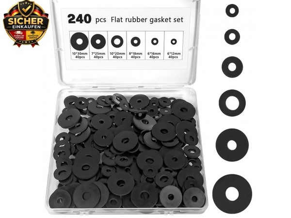 240 StüCk Gummi Unterlegscheiben, Durchmesser 12/16/18/20/25/30Mm Kunststoff-image