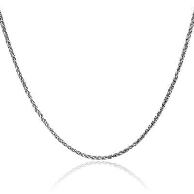 14K massives Weißgold 2,1 mm dünne Spiga Weizen Kette Halskette Diamantschliff