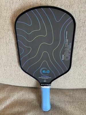6.0 Six Zero Black Opal 14mm Pickleball Paddle Excellent Condition Diamond Grit