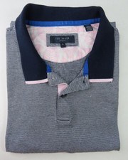 Ted Baker London Mens Blue White Pin-Striped Pullover Polo Shirt Euro 5 Medium