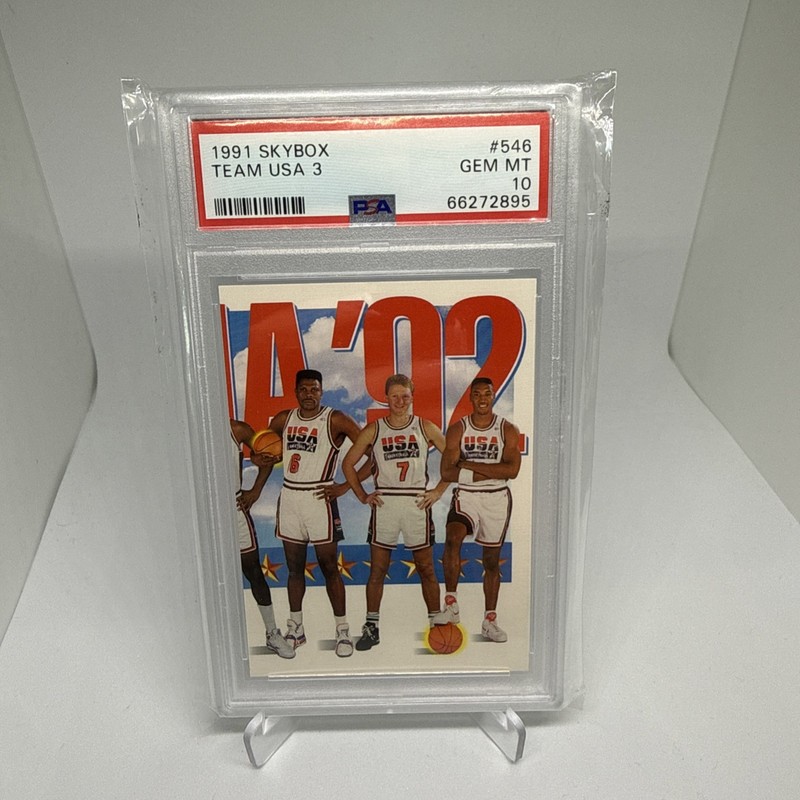 PSA 10 - 1991 SKYBOX Basketball Team USA 3 Card #546 GEM MT Bird/Ewing/Pippen