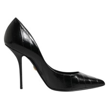 DOLCE & GABBANA Shoes Black Leather Stelito High Heels Pumps EU37.5 / US7 900usd