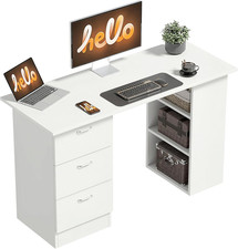 Scrivania Porta PC Con 3 Cassetti E 3 Ripiani, Scrivania per Camera E Ufficio in