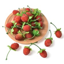 HUIANER Artificial Strawberries, 50PCS Raspberry Fake Fruit Red
