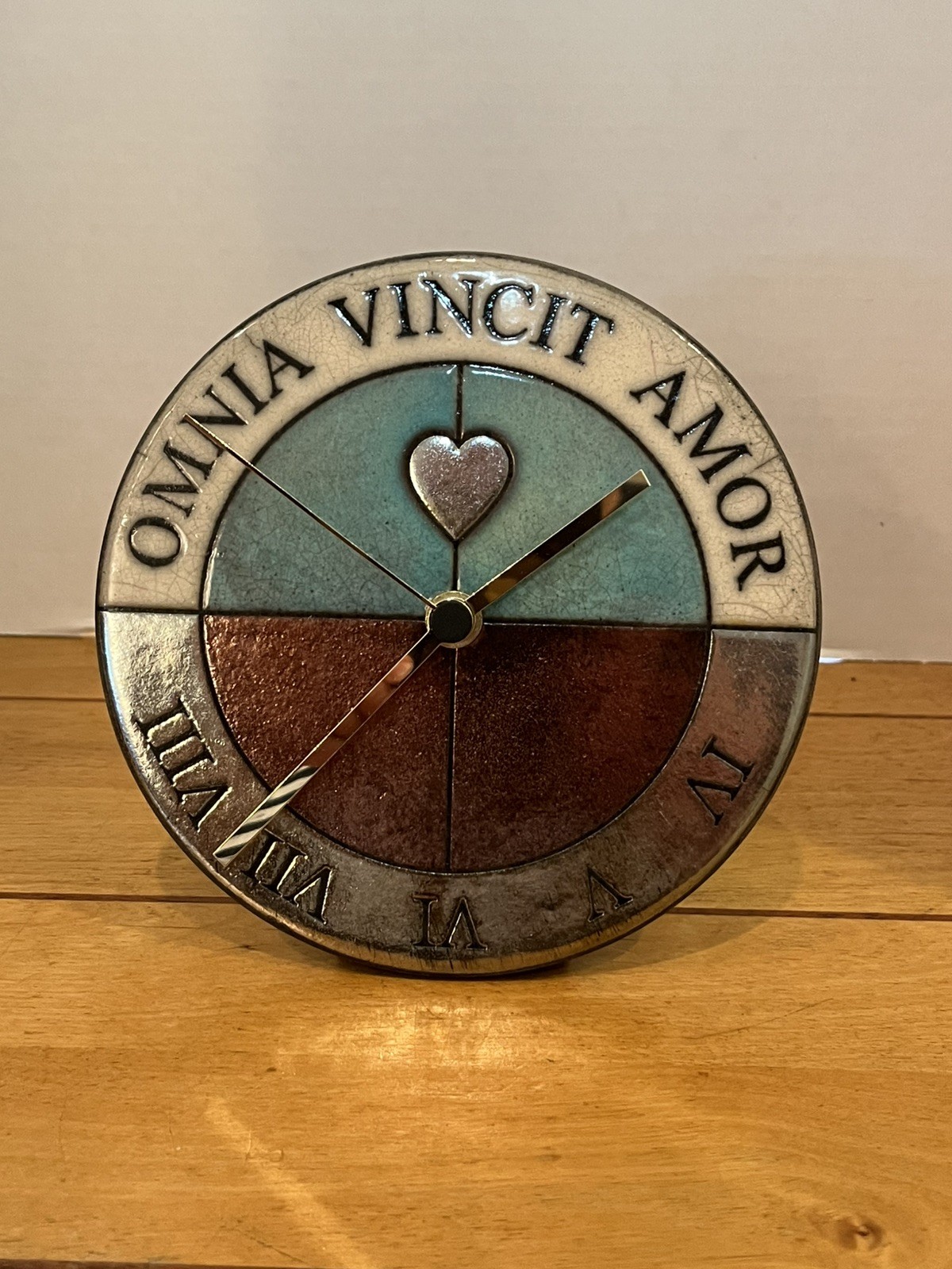 Ceramic Raku Italian Wall Clock. Hand Made. With COA Never Used!
