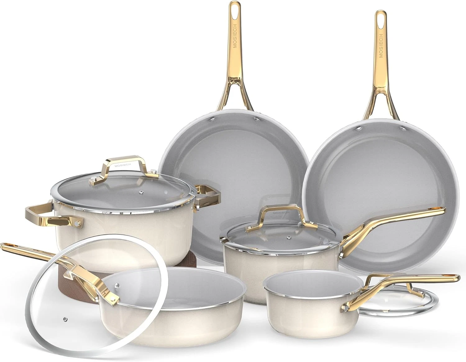 10-Piece Nonstick Ceramic Cookware Set - Safe, Easy Clean & Oven-Safe