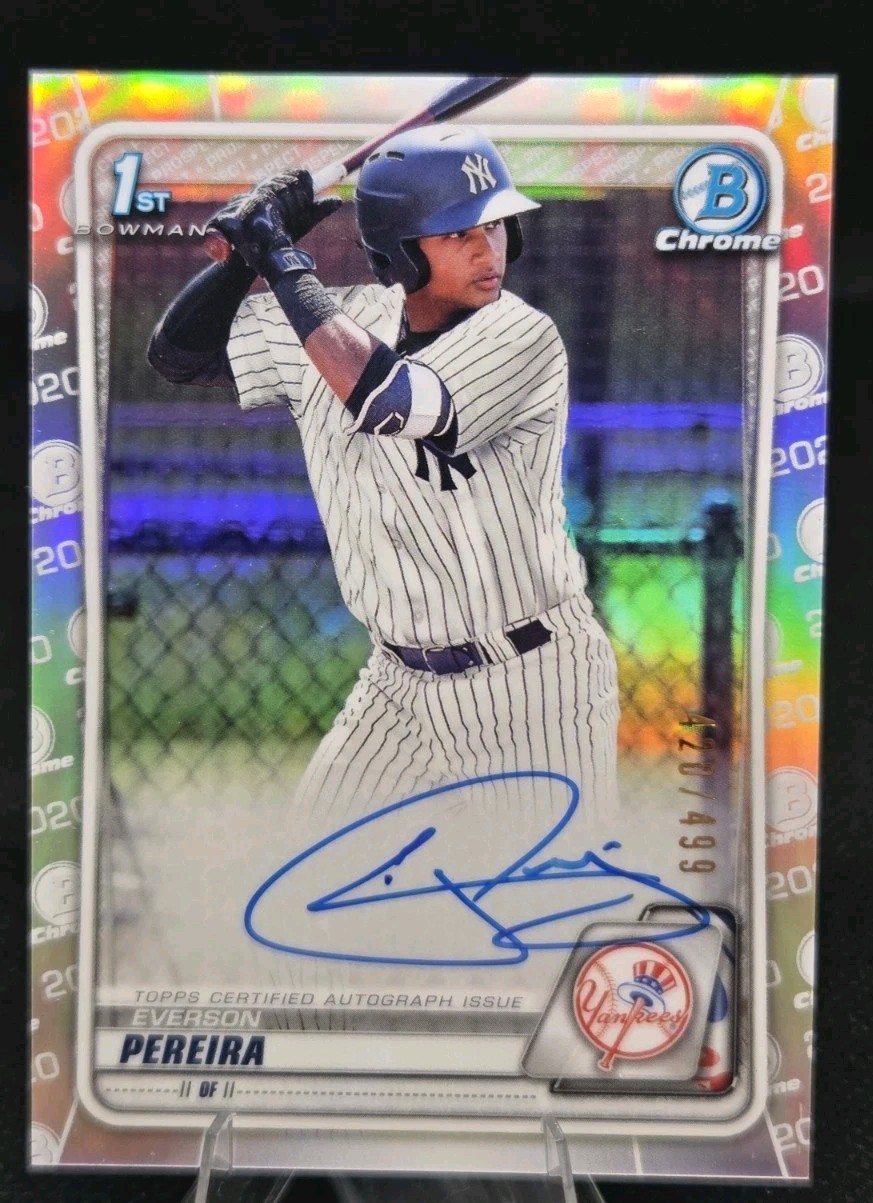 2020 Bowman Chrome Prospect Refractor Auto /499 Everson Pereira #CPA-EP Yankees