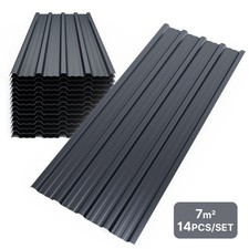 MONDEER 14PCS Roofing Sheets 7m² Trapezoidal Grooved Roof Waterproof Tile 110*46