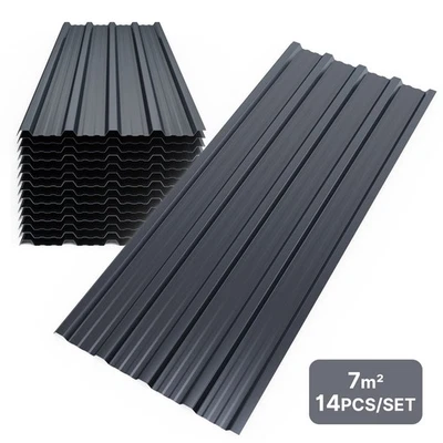 MONDEER 14PCS Roofing Sheets 7m² Trapezoidal Grooved Roof Waterproof Tile 110*46