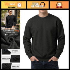 Men's Fleece Lined Crewneck Sweatshirt - Midweight Cotton Pullover, Cozy  Warm