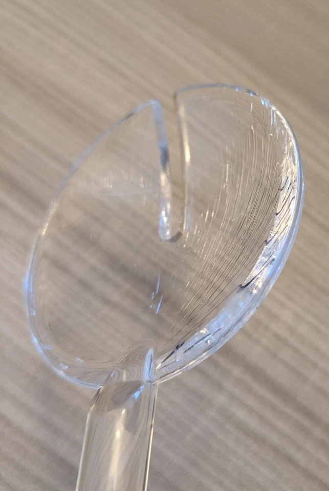 POSATE DA INSALATA GUZZINI LOOK VINTAGE! In plastica trasparente manico cromato! - Immagine 4 di 4