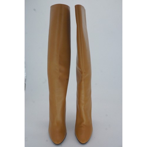 Saint Laurent 68 Tube Pointed Toe Knee Boots Size 39.5 NIB $1695 Brown Brandy - Picture 2 of 10