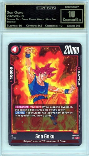 2025 Son Goku Dragon Ball Super Fusion World #8 Crown Graded 10
