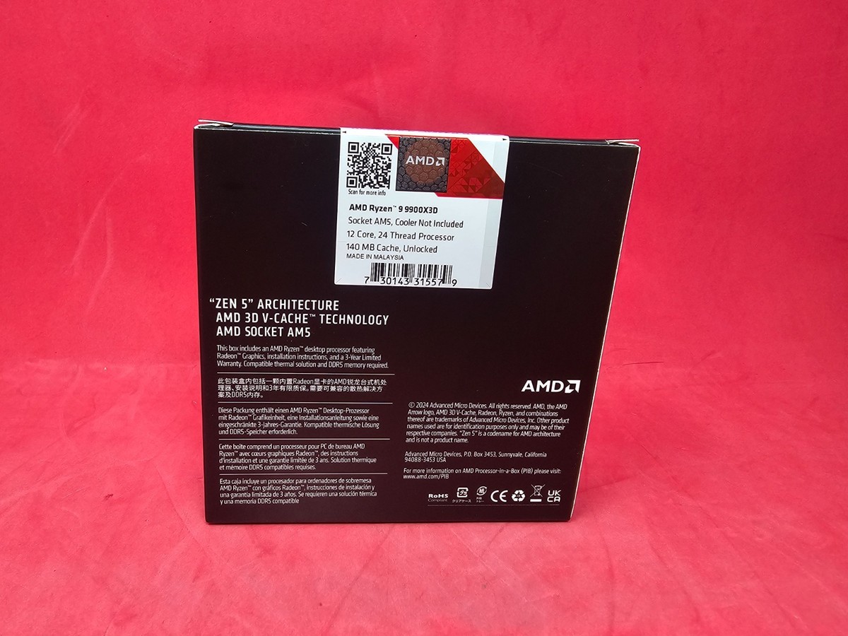 AMD 100-100001368WOF RYZEN 9 9900X3D 12-CORE PRO RADEON GRAPHICS
