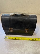 Vintage 1950s Black Metal Dome Lunch Box Westinghouse Label on Side