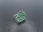 Vtg Sterling Silver & Turquoise Cluster Ring, Unsigned, Size 6.25, 3.2g