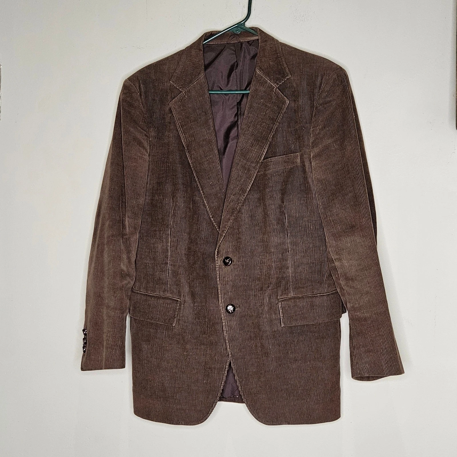 Mens Brown Corduroy Blazer Lg Two Button Classic Sport Coat Jacket Holiday