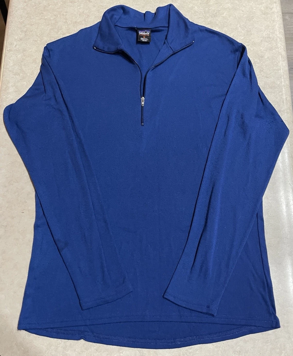 Vtg Patagonia Capilene Base Layer 1/4 Zip Shirt Medium Made In USA Blue Gorp
