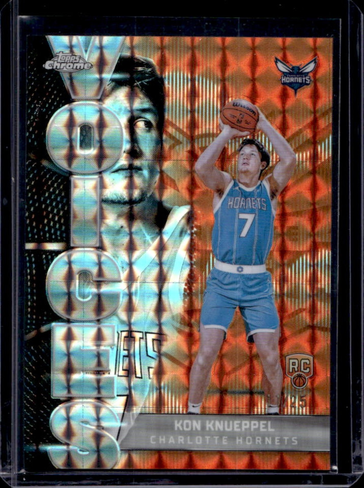 2025-26 Topps Chrome Kon Knueppel Voices RC Geometric Orange Refractor #11/25