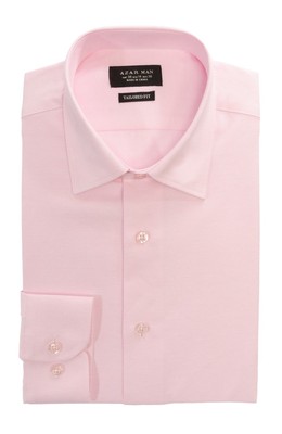 Tailored / Slim Fit Mens Pink Dress Shirt Wrinkle-Free Spread Collar AZAR  MAN | eBay