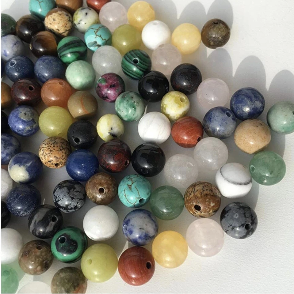 50pcs Gemstone Semi Precious 7mm to 8.5mm Loose Beads with Hole - Image 2 of 4