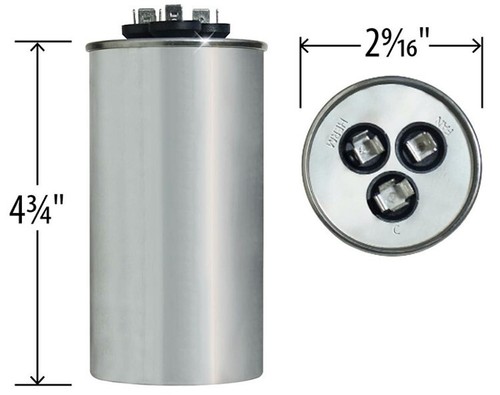 60+12.5 uF 440 VAC Genteq GE Capacitor 60/12.5 Dual MFD Run Round C46012R 25L765 - 第 3/3 張圖片