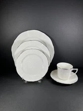 NORITAKE CHANDON 7367 Platinum 5 pc Place Setting-Dinner Salad Bread Cup Saucer