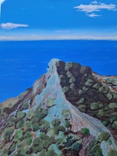 Landscape painting on canvas. Mountain. Acrylyc. Napoly