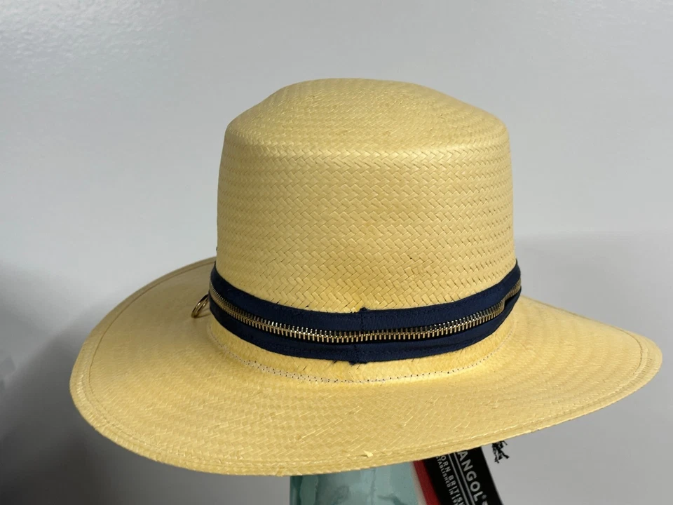 Sombrero Convertible Kangol Cremallera Navegante Paja Natural Ala Cremallera Fedora L NUEVO Foto 3 de 4