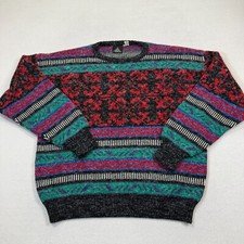 Kennington Wool Sweater Men L Multicolor Crewneck Pullover Sweatshirt 90s