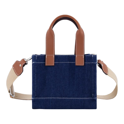 TRUE RELIGION TR Mini Denim Tote Bag Purse Crossbody Dark Denim