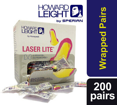 20 Pairs of Honeywell Howard Leight Laser Lite Individually Wrapped Ear Plugs SNR 35dB 