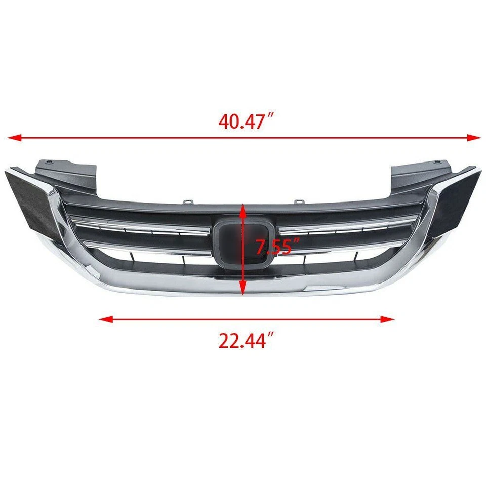 For 2013-2015 Honda Accord Front Upper & Lower Grille + Chrome Molding Trim 3PCS - Image 2 of 4