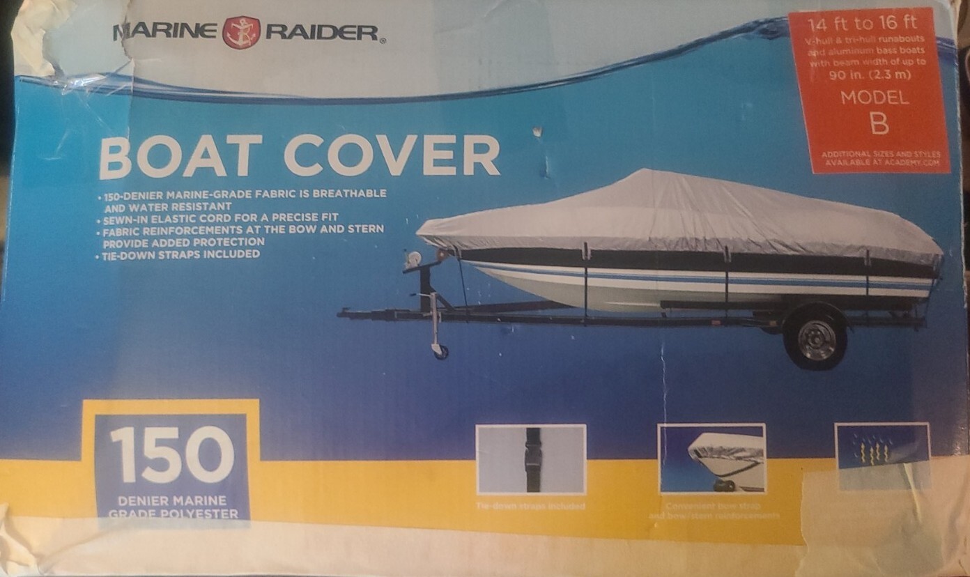 Marine Raider Model B Boat Cover Fits 14ft 16ft Fishing Boats 150