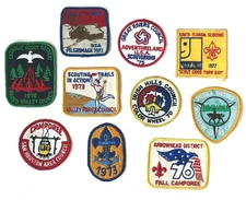 1970s Boy Scout Patch LOT 10 Valley Forge Sam Houston Arrowhead Irish Hill Vtg