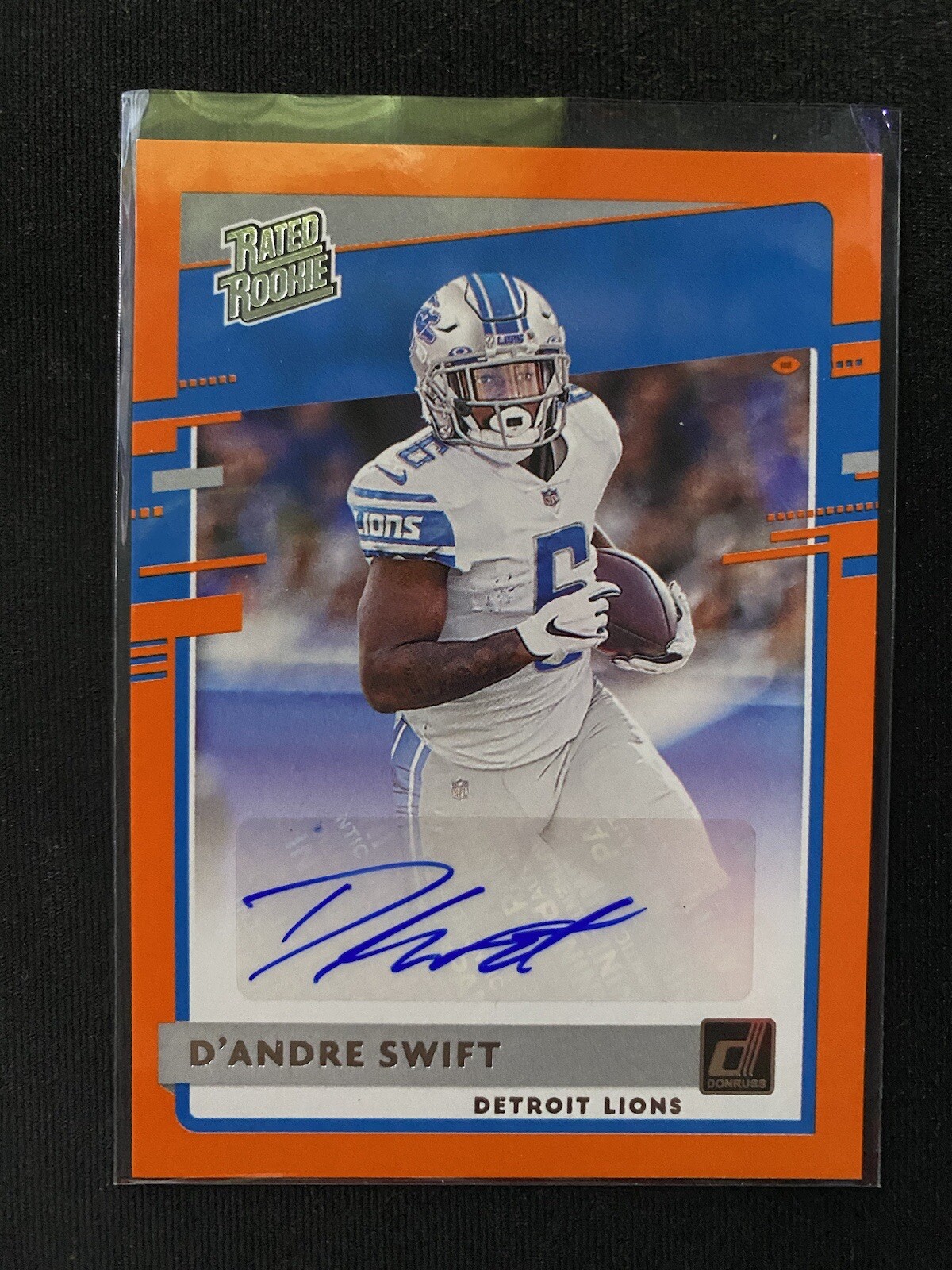 2020 Donruss Football #309 D'Andre Swift RC Rated Rookie Autograph Orange