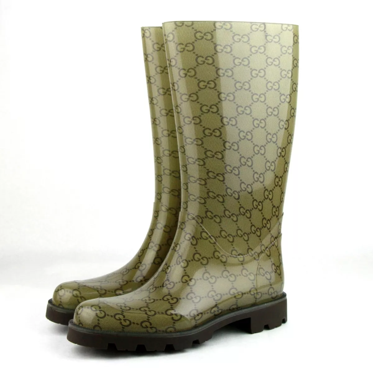 Gucci Light Brown Rubber Rain Boots with Guccissima Pattern ​248516 8367 | eBay