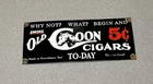 VINTAGE RARE 14” OLD COON CIGARS HORSE PORCELAIN SIGN CAR GAS OIL TRUCK AUTO