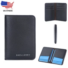 Men's Leather Wallet Mini Compact Coin Wallet Foldable Multi-card Id Card Wallet